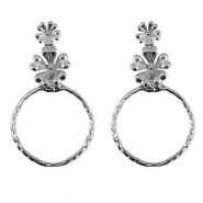 Orecchini in acciaio inossidabile fiore argento