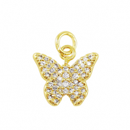 Metallo TQ in ottone ciondolo zirconia farfalla oro