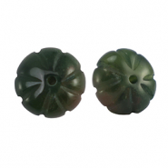 Perline in pietra naturale Calcite fiore verde scuro