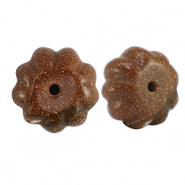 Perline in pietra naturale vetro  fiore glitterato marrone cotto
