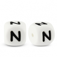 Perline alfabeto in silicone N bianco-nero