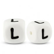 Perline alfabeto in silicone L bianco-nero