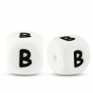 Perline alfabeto in silicone B bianco-nero