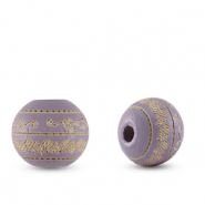 Perline di legno tonde 10mm con motivo viola