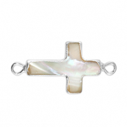 Perle di acqua dolce distanziatore croce argento-talpa