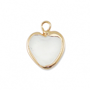 BQ Perle di acqua dolce ciondolo cuore oro-bianco naturale