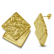 Orecchini in acciaio inossidabile quadrati oro