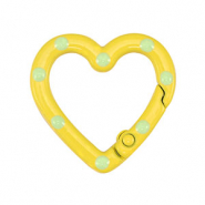 Componenti colorati anello bris&eacute; portachiavi cuore giallo-verde