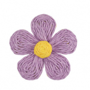 Pendenti in rafia fiore 55mm lilla-giallo