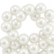 Perline di vetro con effetto perlato 6mm bianco
