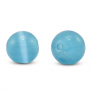 Perline di vetro 6 mm Occhio di gatto blu cielo
