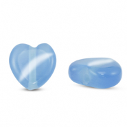Perline di vetro Occhio di gatto cuore blu