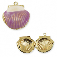 Metallo TQ in ottone ciondolo conchiglia oro-viola