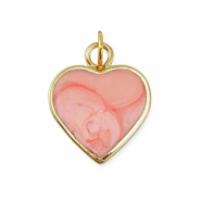 Metallo TQ in ottone ciondolo cuore oro-rosa chiaro marmo