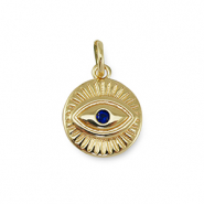 Metallo TQ in ottone ciondolo zirconi 'occhio di Allah' oro-blu scuro