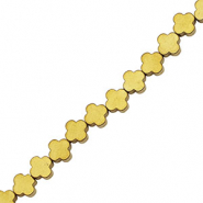 Perline di ematite a forma di quadrifoglia 4mm oro