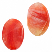 Perline in pietra dura semipreziosa ovale arancio rosso opale