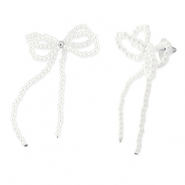 Orecchini alla moda fiocco bianco-argento