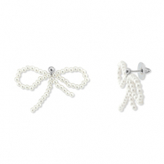 Orecchini alla moda fiocco bianco-argento