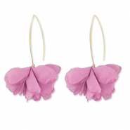 Orecchini alla moda chiffon fiore rosa malva-oro