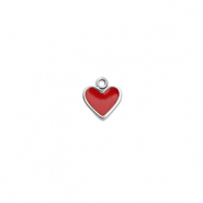 Ciondoli in acciaio inossidabile cuore argento-rosso