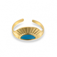 Anelli in acciaio inossidabile ventaglio oro-blu
