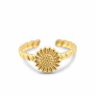 Anelli in acciaio inossidabile fiore oro