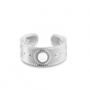 Anelli in acciaio inossidabile perla argento-bianco