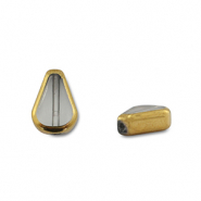 Perline di vetro goccia grigio trasparente-oro