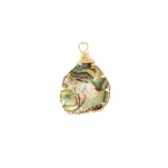 Pendenti in resina con imitazione di conchiglia irregolare oro-verde oceano