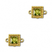 Distanziatore in acciaio inossidabile zircone quadrato oro-verde lime