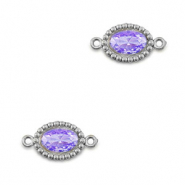 Distanziatore in acciaio inossidabile zircone ovale argento-viola