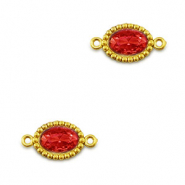 Distanziatore in acciaio inossidabile zircone ovale oro-rosso