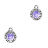 Ciondoli in acciaio inossidabile zircone tonda argento-viola