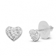 Metallo TQ in ottone orecchini zirconia cuore argento