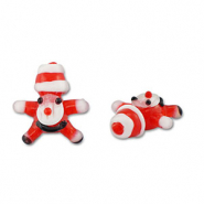 Perline di vetro dipinte a mano Babbo Natale rosso-bianco-nero