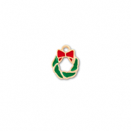 Ciondoli di metallo corona di natale oro-verde-rosso