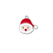 Ciondoli di metallo babbo natale argento-rosso-bianco
