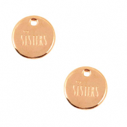 Ciondoli di metallo DQ 12mm con scritta 'sisters' oro rosa (privo di nichel)