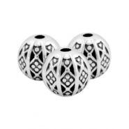 Perline di metallo DQ 8mm in stile boh&eacute;mien tonda argento antico (privo di nichel)