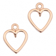 Ciondoli di metallo DQ cuore oro rosa (privo di nichel)