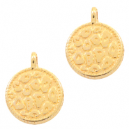 Ciondoli di metallo DQ 12mm con stampa leopardo oro (privo di nichel)