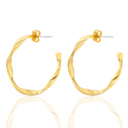 Componenti di metallo DQ orecchini a cerchio 32 mm attorcigliata oro (privo di nichel)
