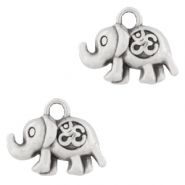 Ciondoli di metallo DQ elefante con simbolo Ohm argento antico (privo di nichel)