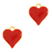 Ciondoli di metallo DQ cuore oro-rosso (privo di nichel)