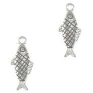 Ciondoli di metallo DQ pesce argento antico (privo di nichel)