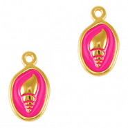 Ciondoli di metallo DQ conchiglia oro-rosa fucsia neon (privo di nichel)