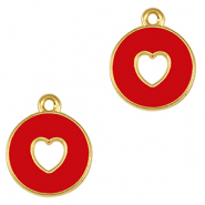 Ciondoli di metallo DQ cuore oro-rosso (privo di nichel)