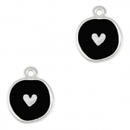 Ciondoli di metallo DQ cuore argento antico-nero (privo di nichel)