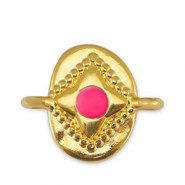 Ciondoli di metallo DQ distanziatore ovale fucsia-oro (privo di nichel)